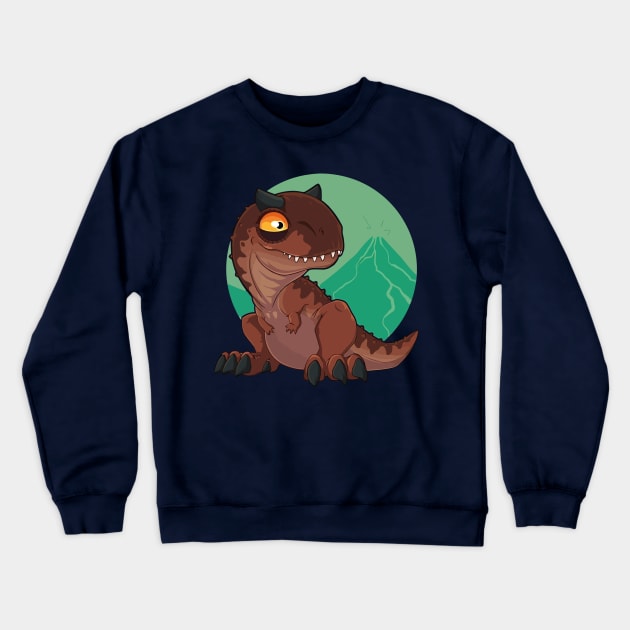 Adventurous Dino: A Stroll Through Prehistory Crewneck Sweatshirt by WorldDinosaurs